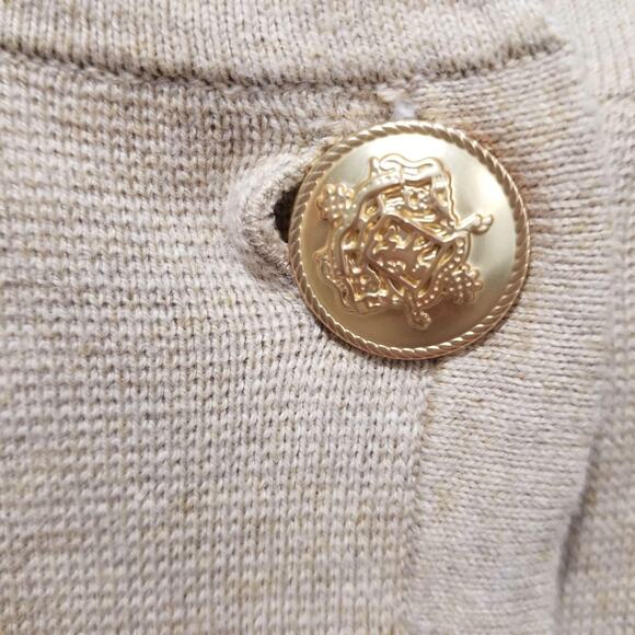 J Crew Sweater Jacket Womens Medium Beige Cotton Long Cardigan Coat Gold Buttons - Picture 4 of 11